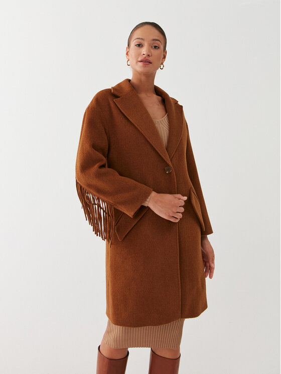 Шерстяное пальто свободного кроя Guess, коричневый пижама kaftan застежка пуговицы длинный рукав размер 44 красный