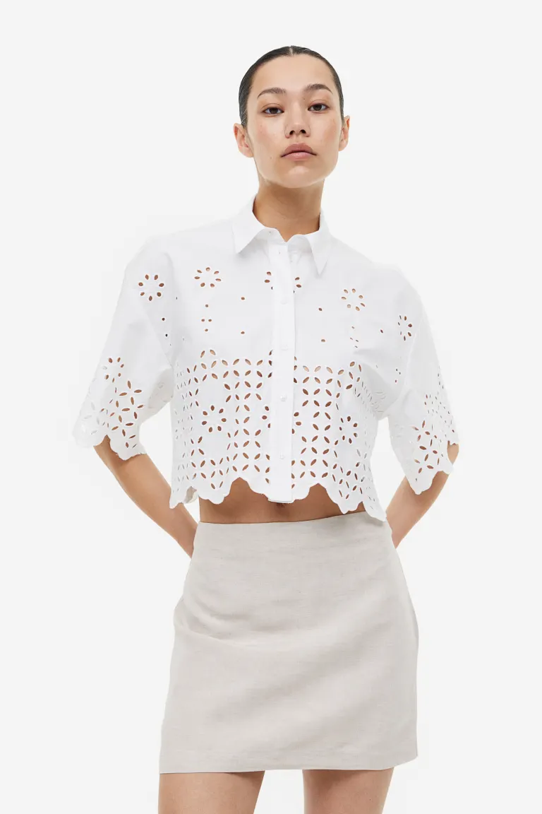 

Мини-юбка из смесового льна H&M, бежевый