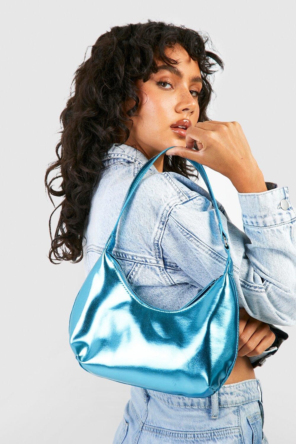 

Сумка на ремень металлического типа Boohoo, синий