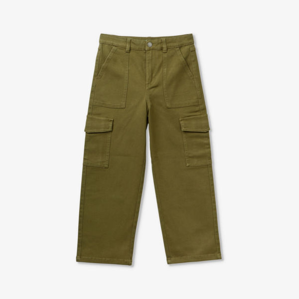 Прямые брюки карго из эластичного хлопка с накладными карманами 6-14 лет Benetton, зеленый брюки карго 6 14 лет 14 лет 162 см зеленый