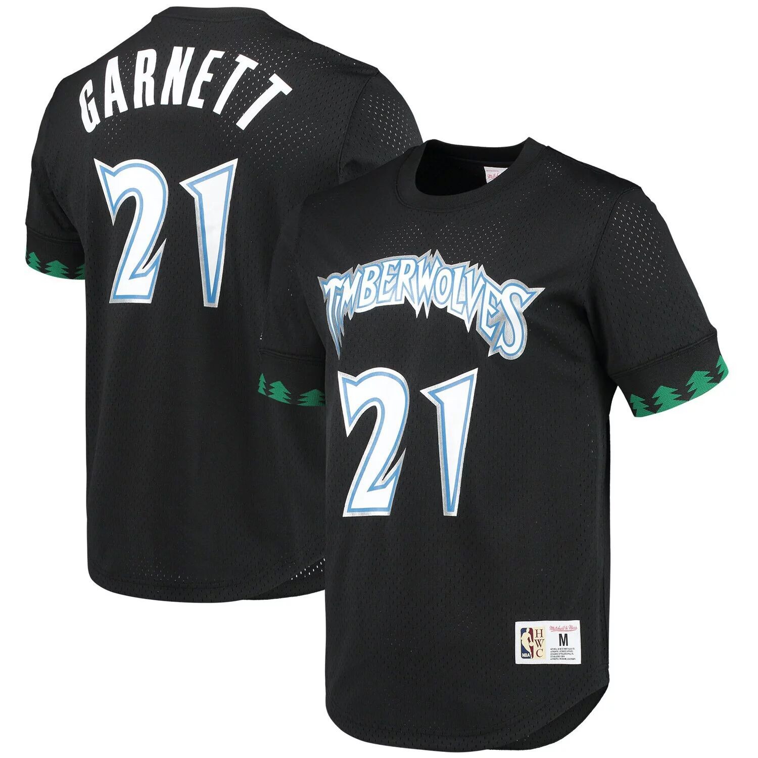 

Мужская черная футболка Mitchell & Ness Kevin Garnett Minnesota Timberwolves 1997 с именем и номером в сетку, Черный