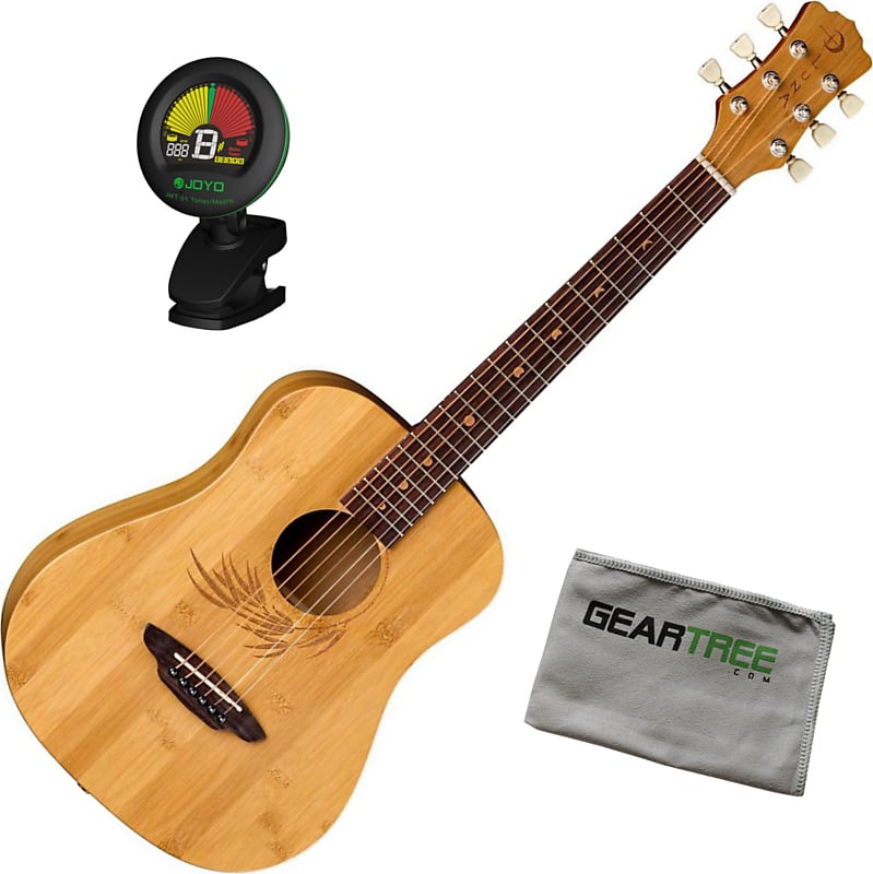 Акустическая гитара Luna Safari Bamboo Acoustic Travel Guitar, Natural w/ Gig Bag, Tuner, and Cloth