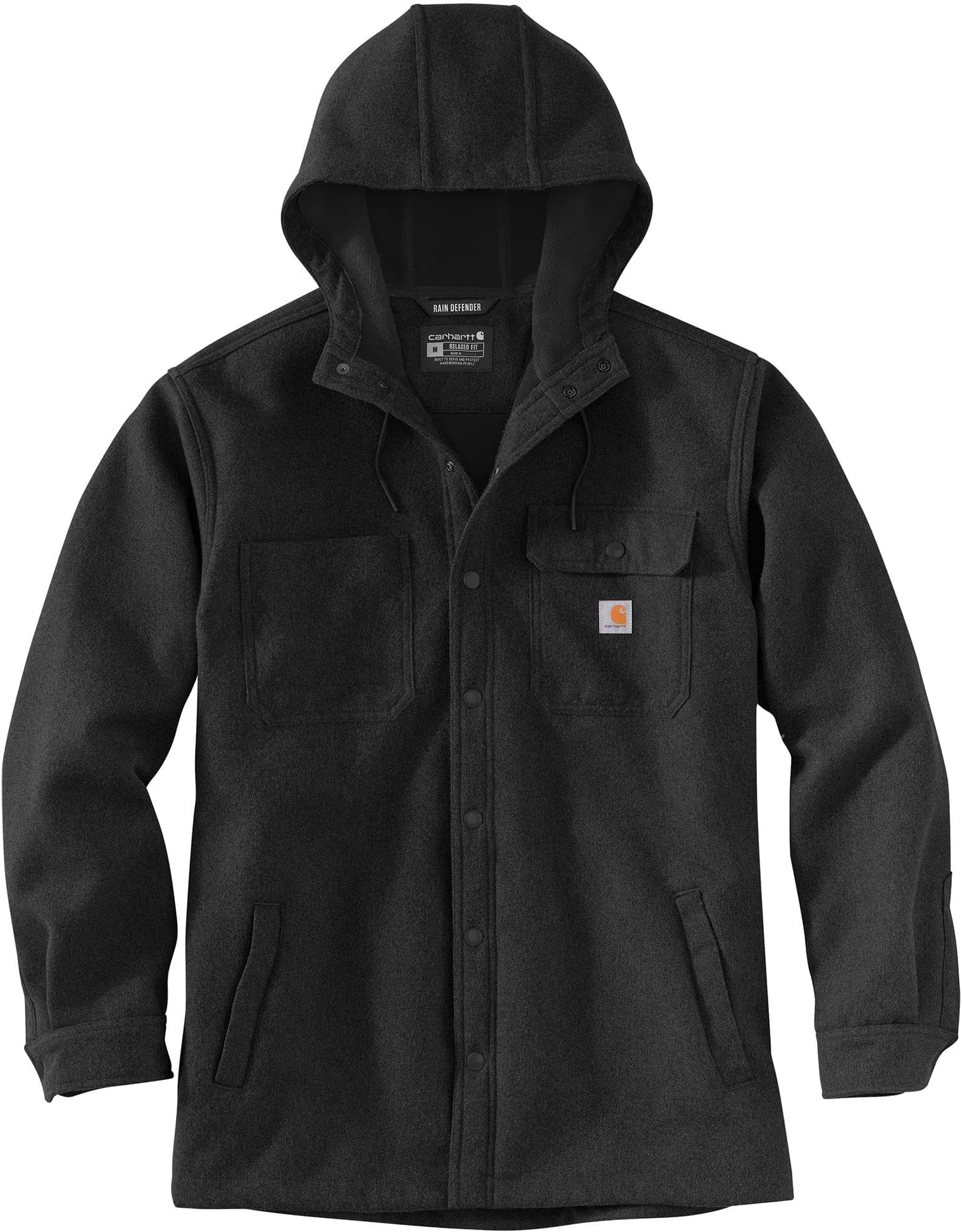 

Куртка Rain Defender Relaxed Fit Heavyweight Hooded Shirt Jacket Carhartt, черный