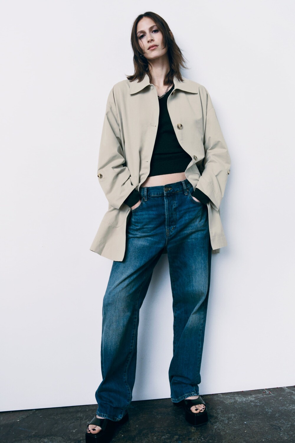 

Куртка большого размера с карманом Zara, песок, Серый