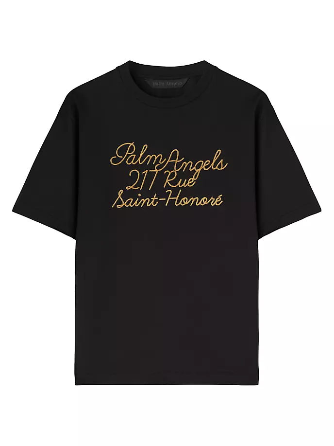 

Футболка с круглым вырезом с вышитым логотипом Palm Angels, цвет black gold