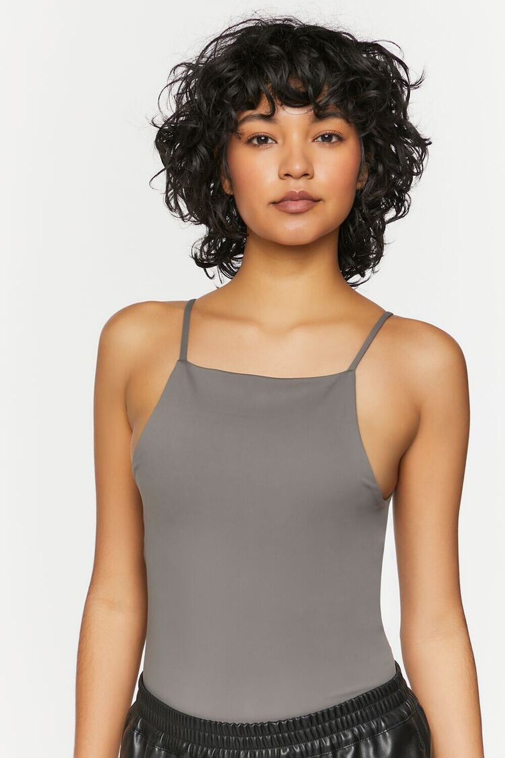 

Боди Contour с высоким вырезом Forever 21, серый
