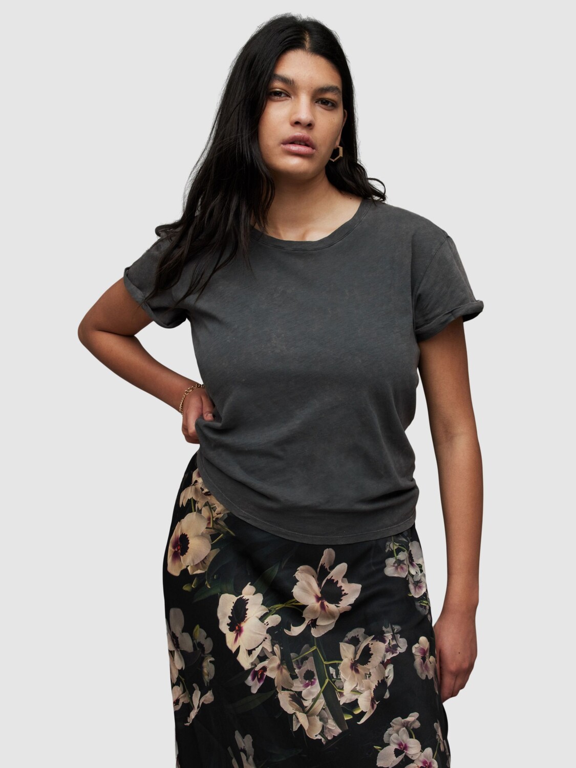 

Футболка Анна с коротким рукавом AllSaints, кислотная промывка черного цвета, Черный, Футболка Анна с коротким рукавом AllSaints, кислотная промывка черного цвета