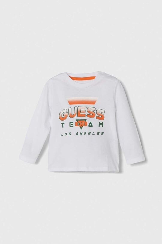 

Хлопковая рубашка Guess с длинными рукавами для малышей, белый