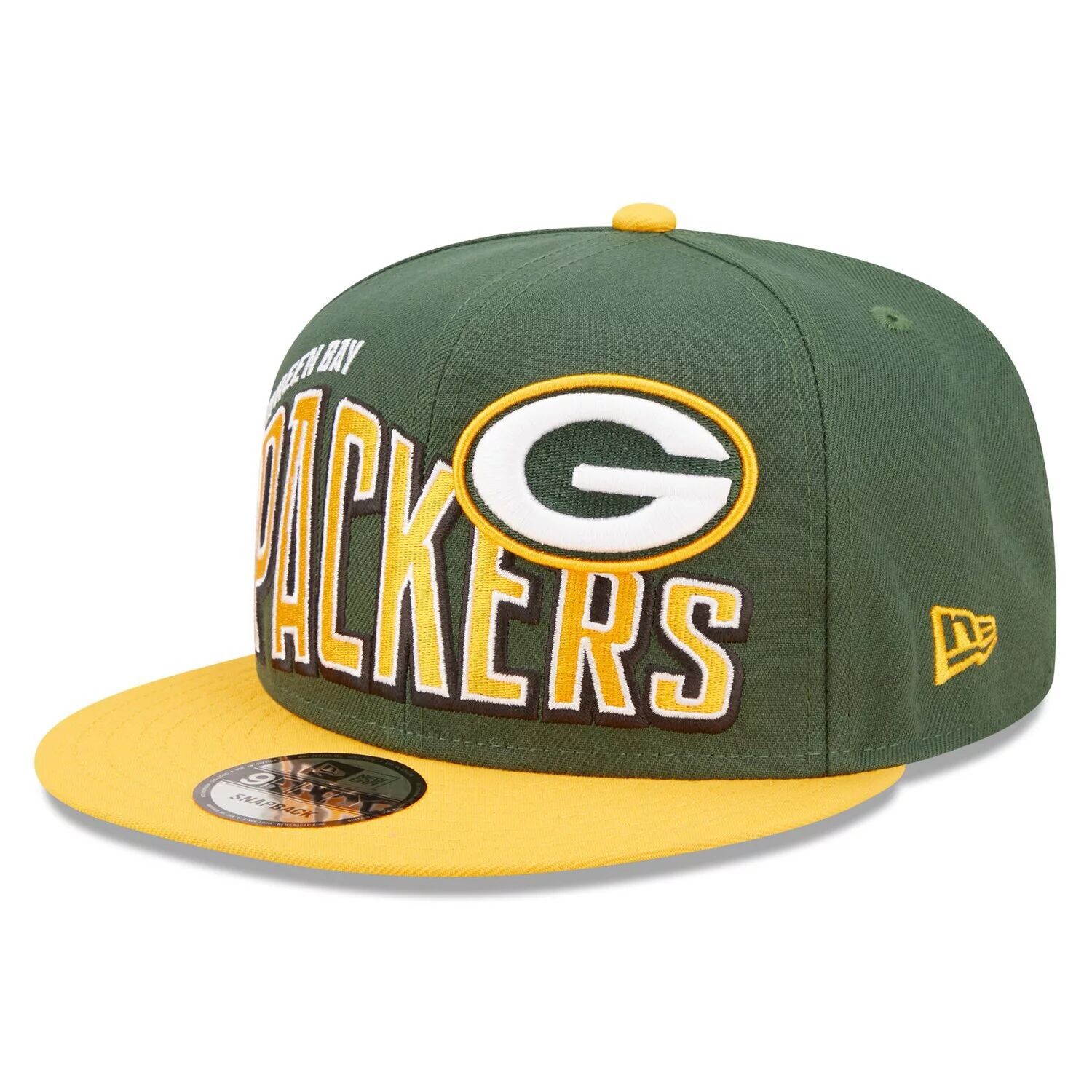 

Мужская кепка New Era Green/Gold Green Bay Packers Wordmark Flow 9FIFTY Snapback