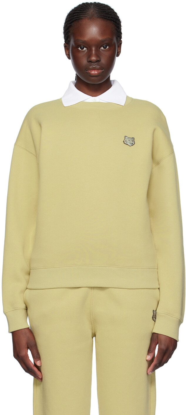 

Зеленый свитшот с головой лисы Maison Kitsune, цвет Canvas