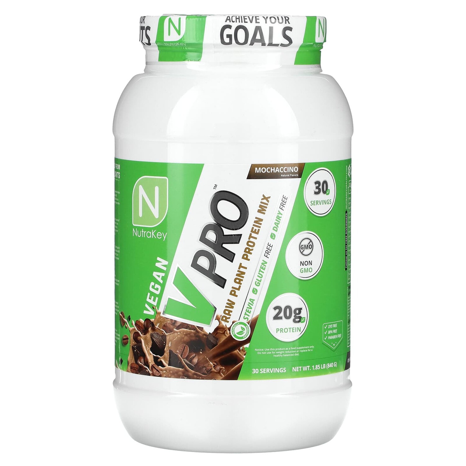 

V Pro, смесь необработанных растительных белков, мокачино, 840 г (1,85 фунта), Nutrakey