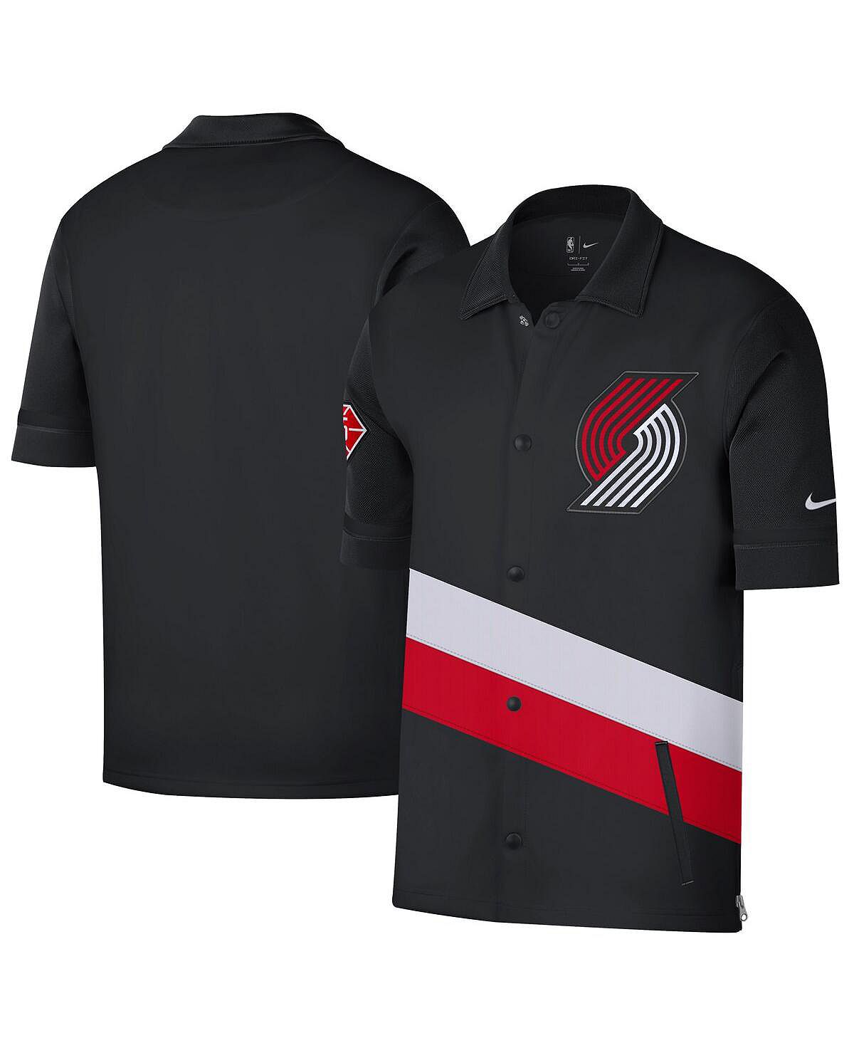 Мужская черно-красная куртка Portland Trail Blazers 2021/22 City Edition Therma Flex Showtime с короткими рукавами и воротником на кнопках Nike