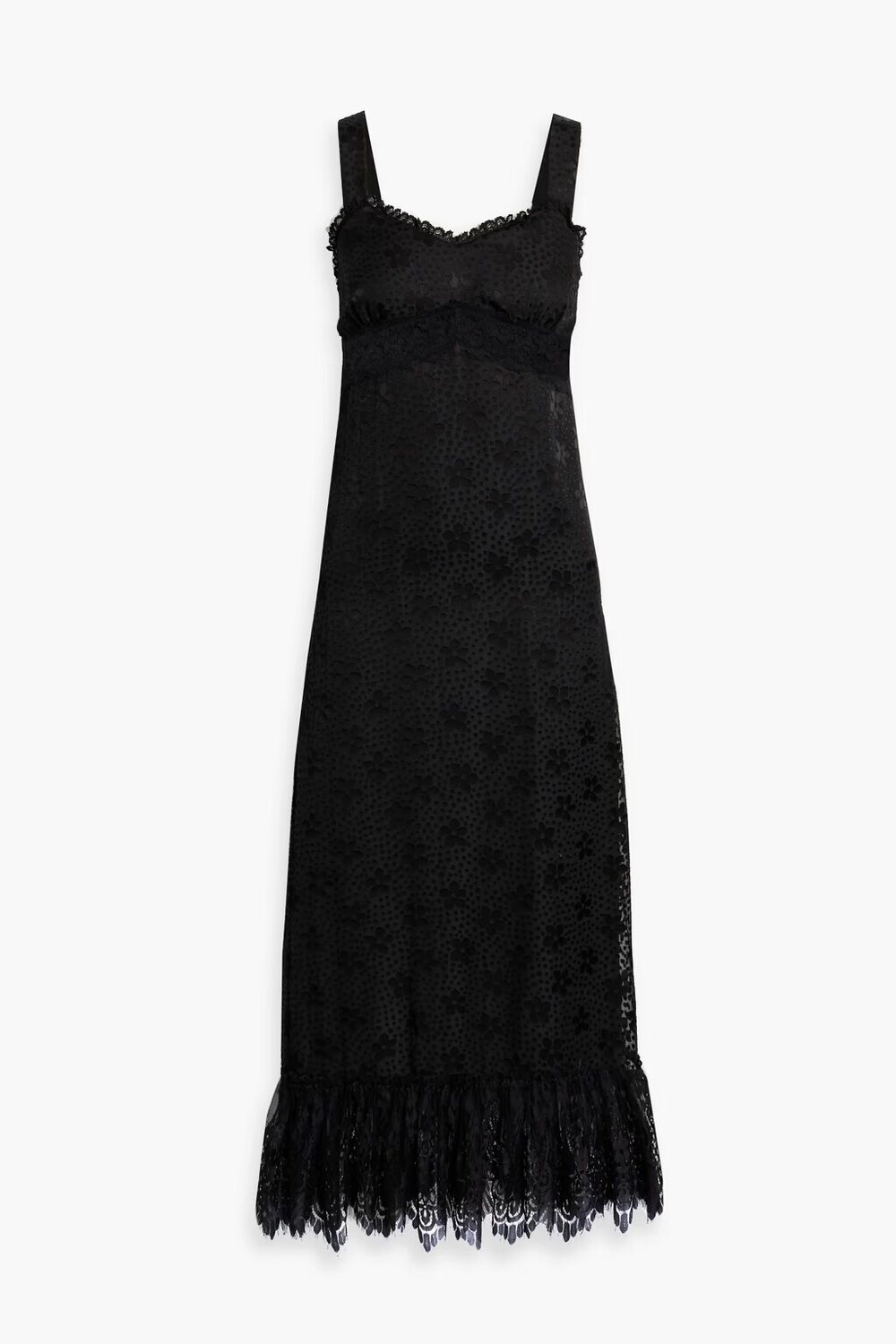 

Платье миди из шифона фил-купе с кружевной отделкой Anna Sui, черный
