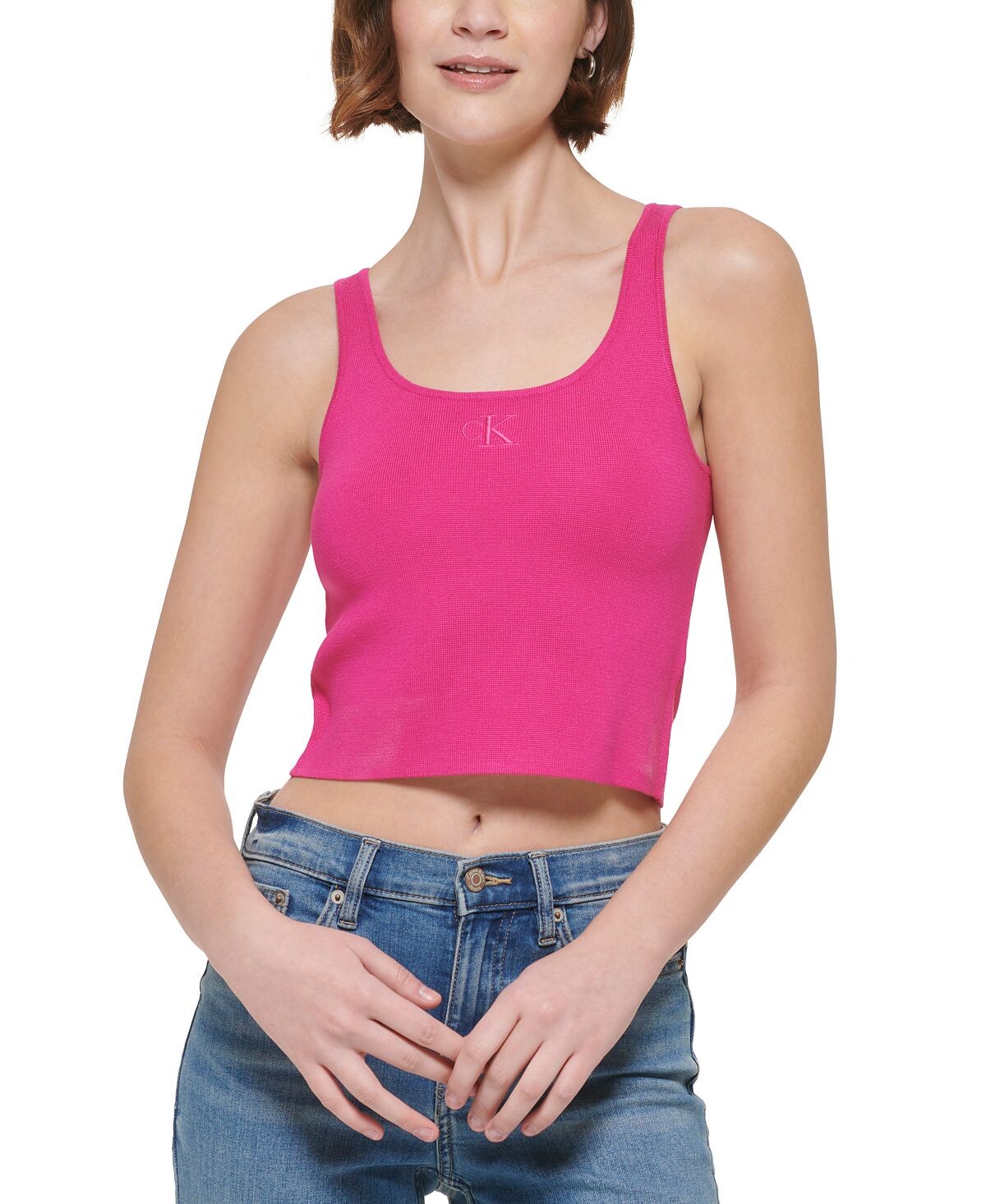 

Женская укороченная майка с вышитым логотипом Calvin Klein Jeans