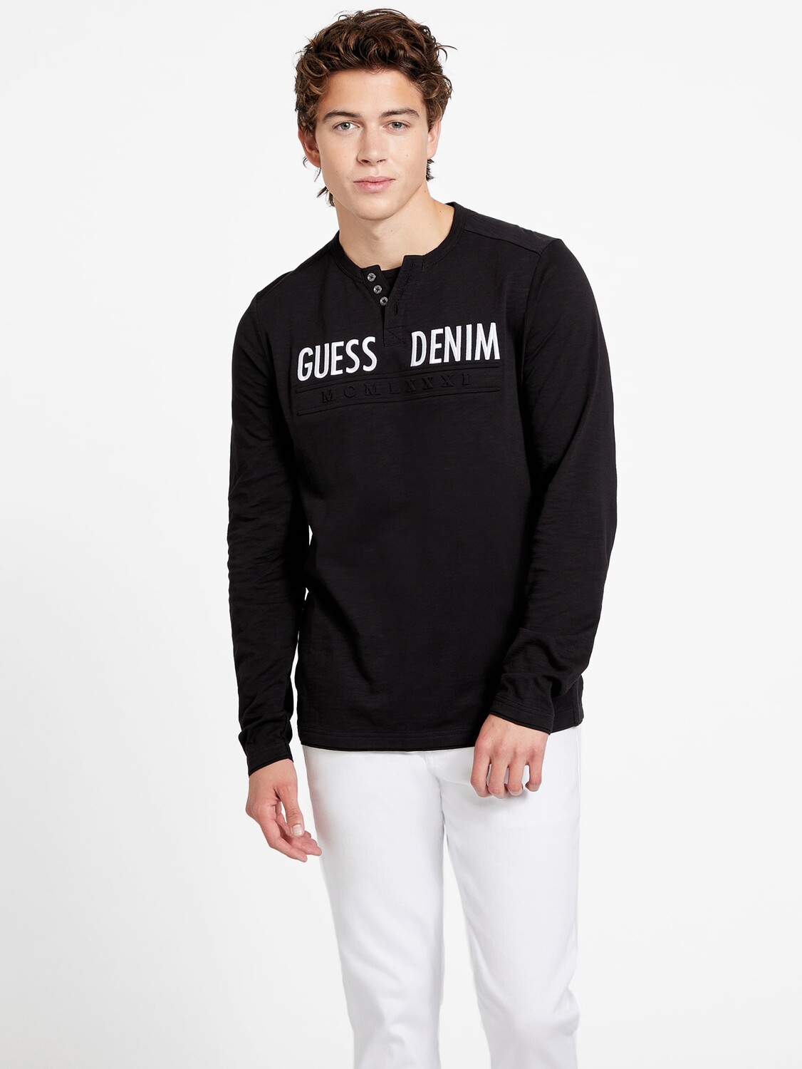 

Футболка Henley с логотипом Degar Guess Factory, черный