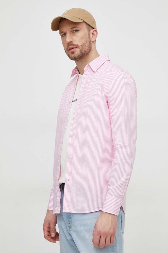 Хлопчатобумажную рубашку United Colors of Benetton, розовый