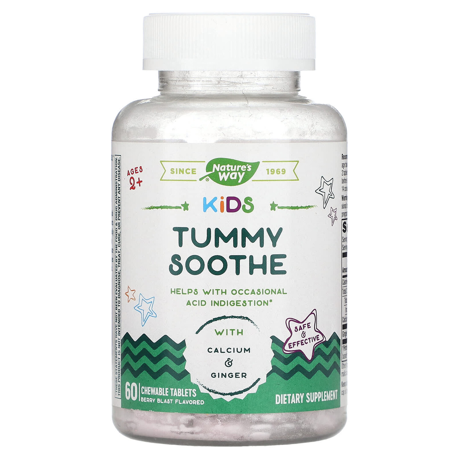 

Kids, Tummy Soothe, для детей от 2 лет, Berry Blast, 60 жевательных таблеток, Nature's Way
