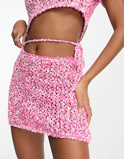 Розовая вязаная мини-юбка с фактурным попкорном ASYOU топ asos повседневный 42 размер