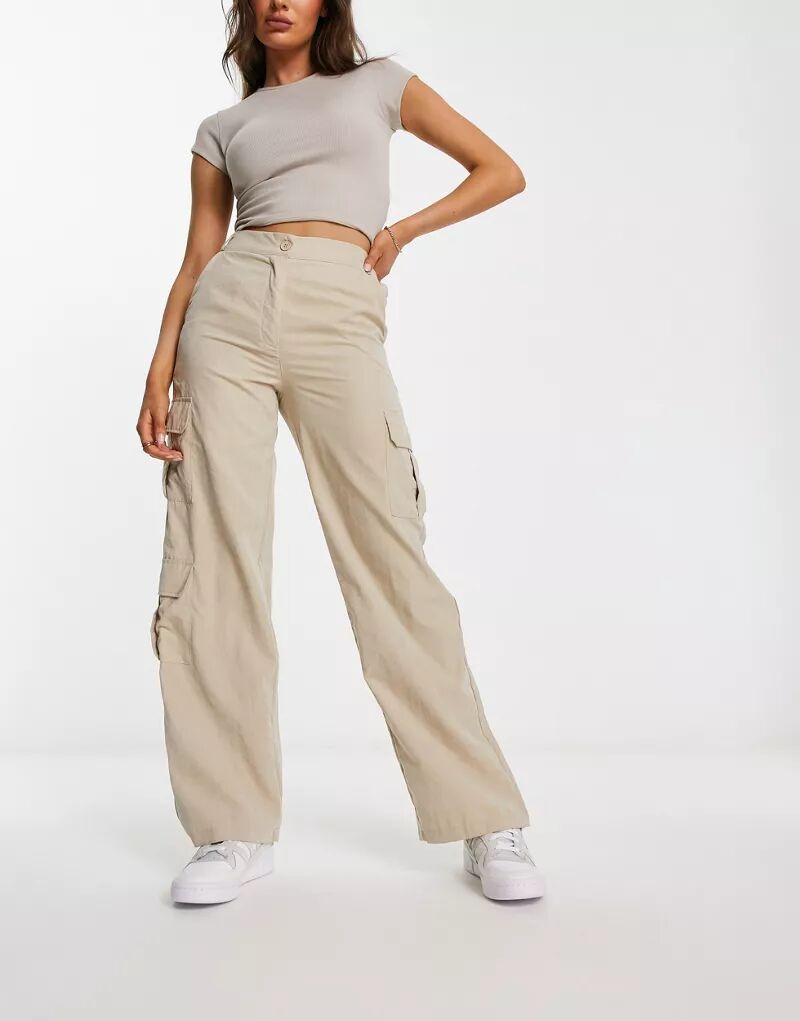 Широкие брюки карго New Look бежевого цвета