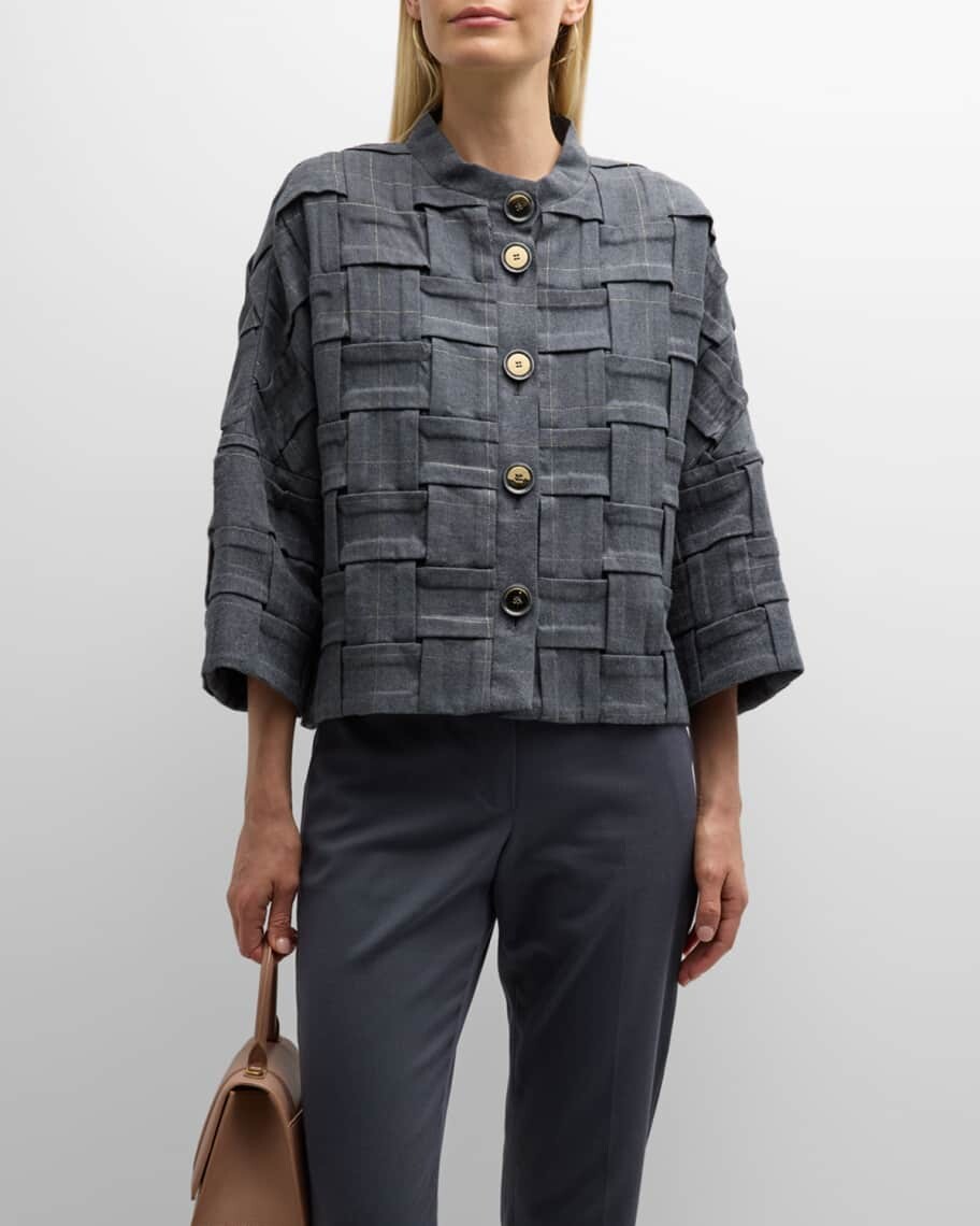 

Куртка свободного кроя из металлизированной хлопковой ткани Basketweave Maison Common