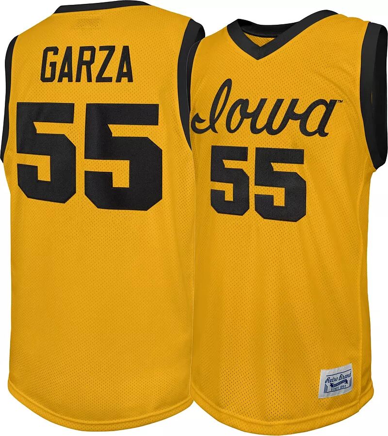 Мужская Retro Brand Баскетбольная майка Iowa Hawkeyes Luka Garza # 55, золотая копия