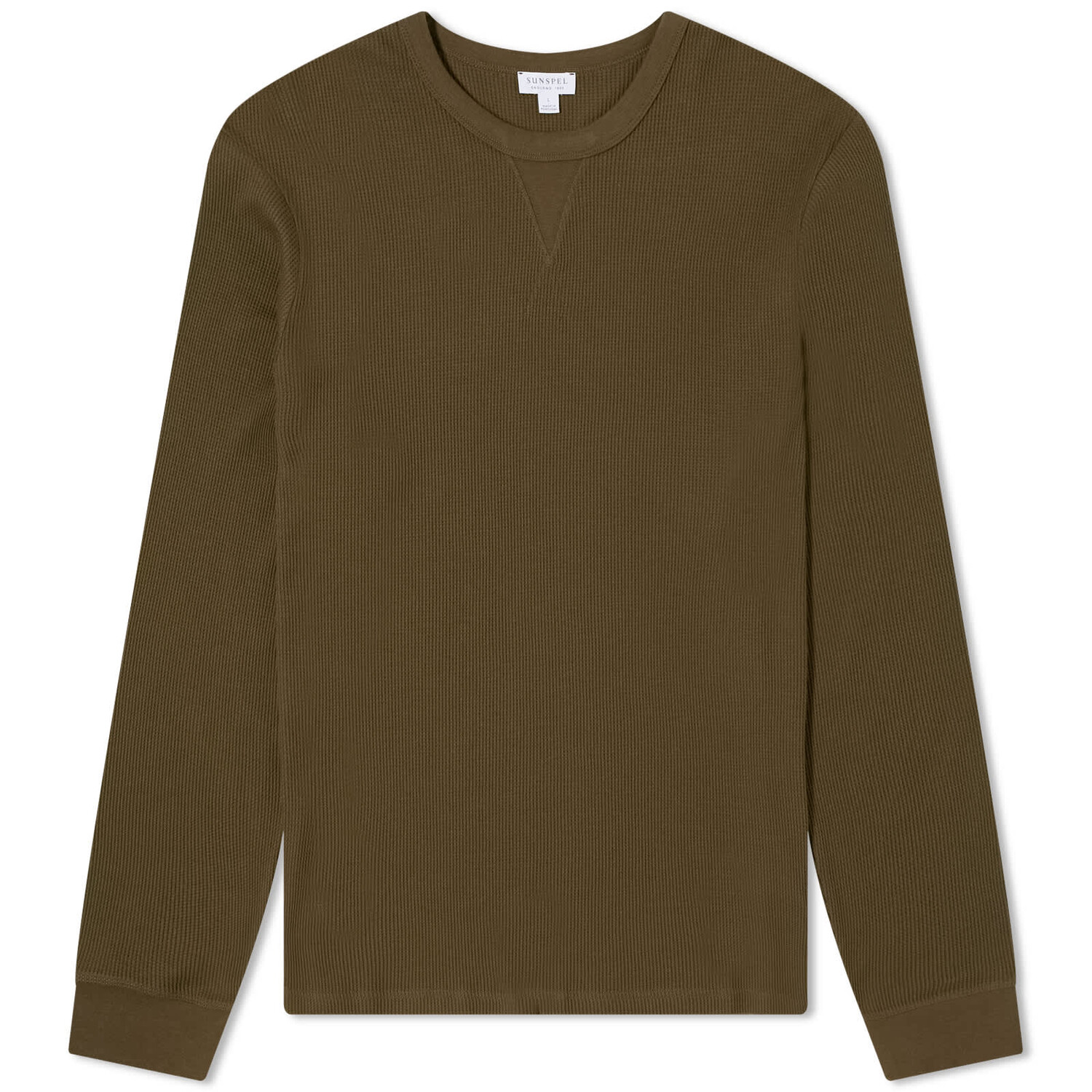 

Футболка Sunspel Long Sleeve Waffle, темно-оливковый, Зеленый