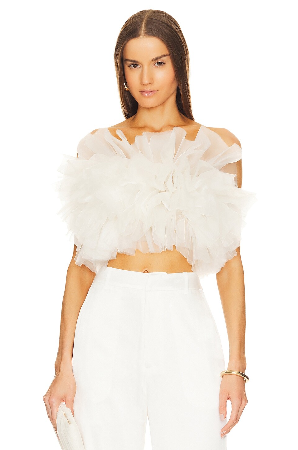 

Топ Lapointe Ruffle Poof Bustier, кремовый