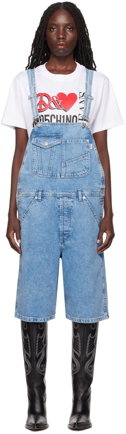 Синий джинсовый комбинезон с карманами Moschino Jeans джинсовый комбинезон h