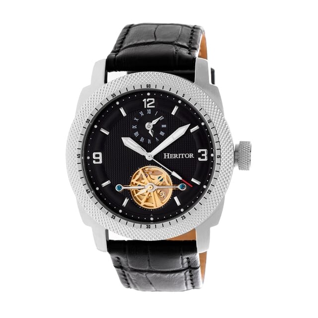 

Автоматические часы Heritor Helmsley полускелетон с кожаным ремешком Heritor Automatic, черный