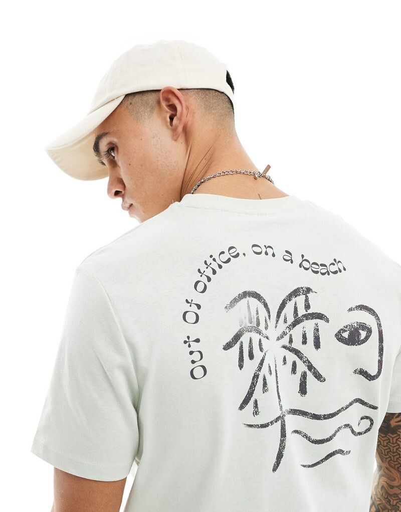 

Серая футболка ASOS DESIGN с абстрактным пляжным принтом на спине