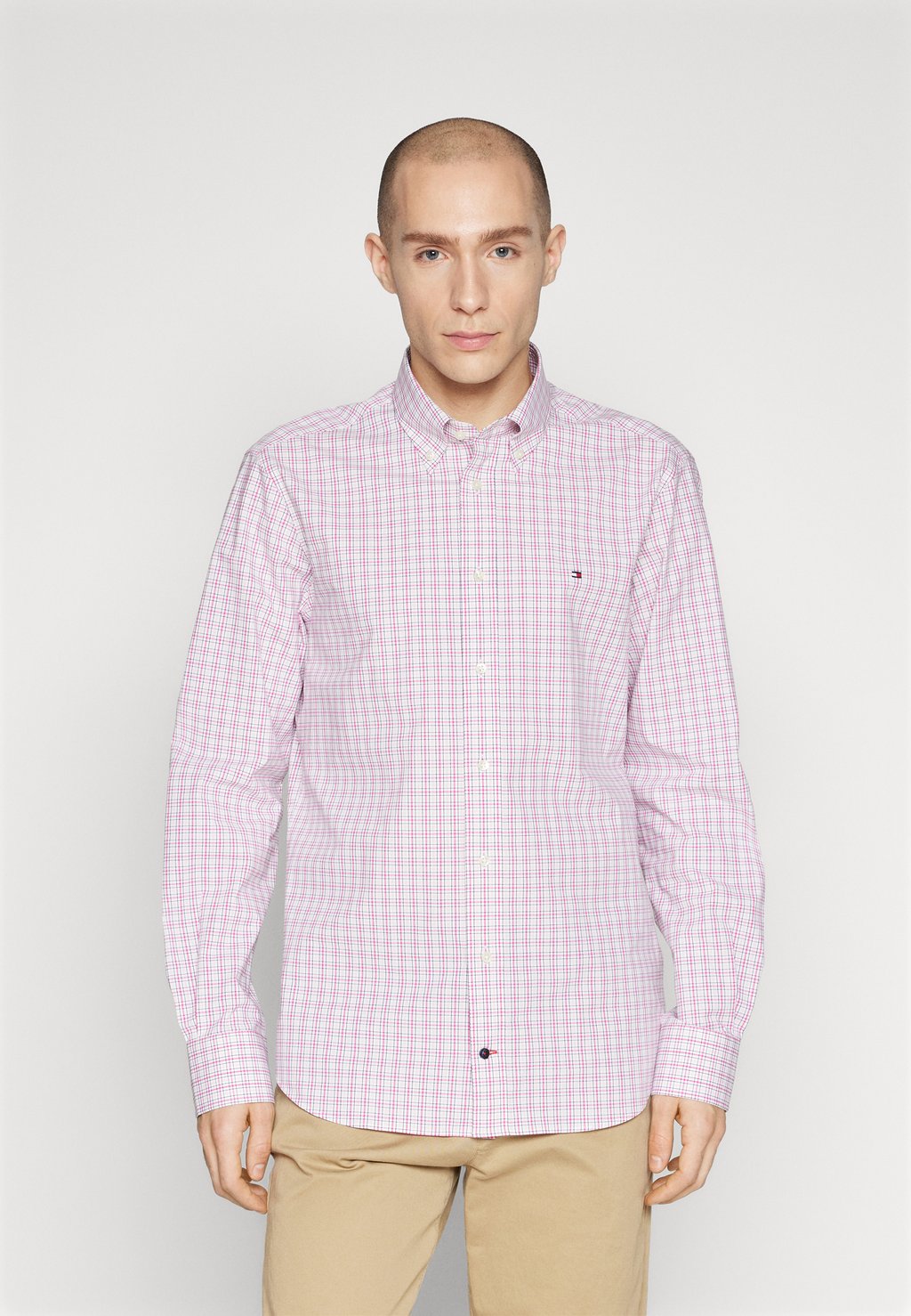 Классическая рубашка Business Check Shirt Tommy Hilfiger, цвет optic white/pink crystal/multi