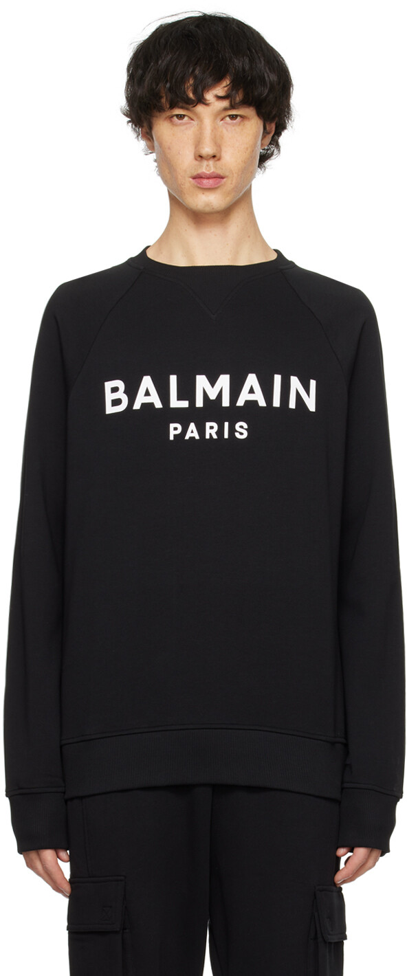 

Черный свитшот с принтом Balmain, цвет Noir/Blanc