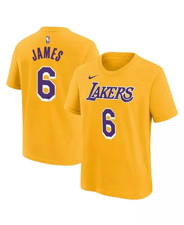 

Футболка с именем и номером Big Boys Le Bron James Gold Los Angeles Lakers Nike, золотой