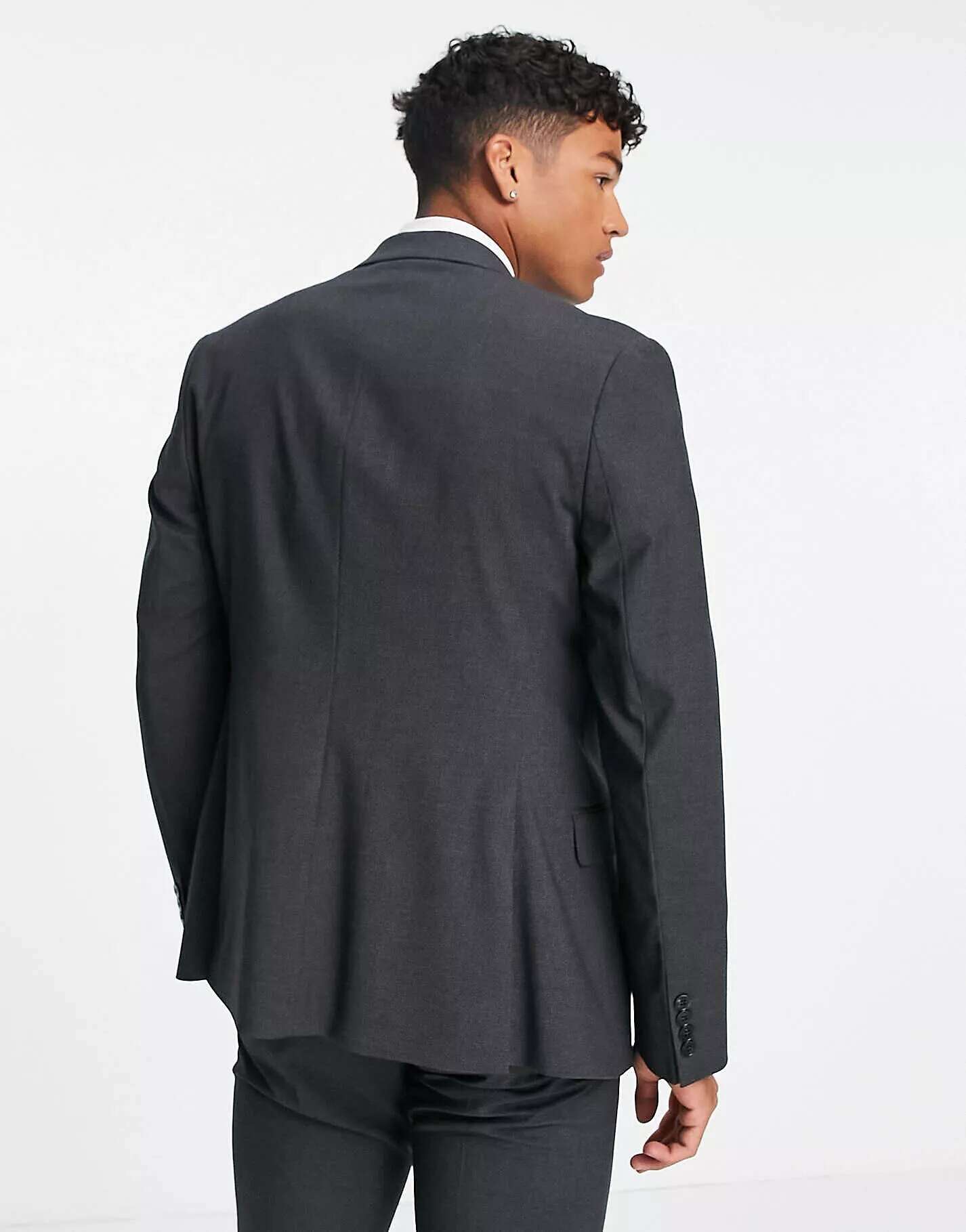 Темно-серый узкий пиджак ASOS