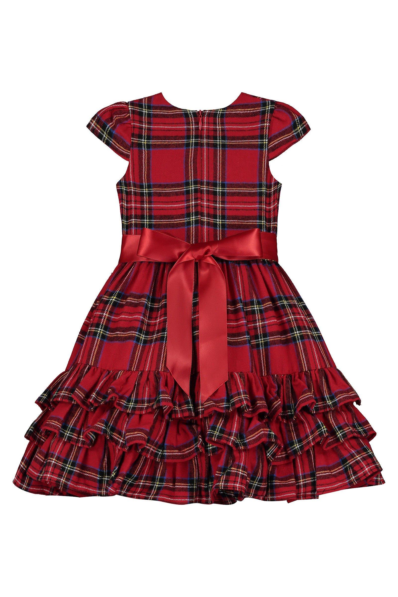 Клетчатое вечернее платье Arabella с оборками HOLLY HASTIE, красный