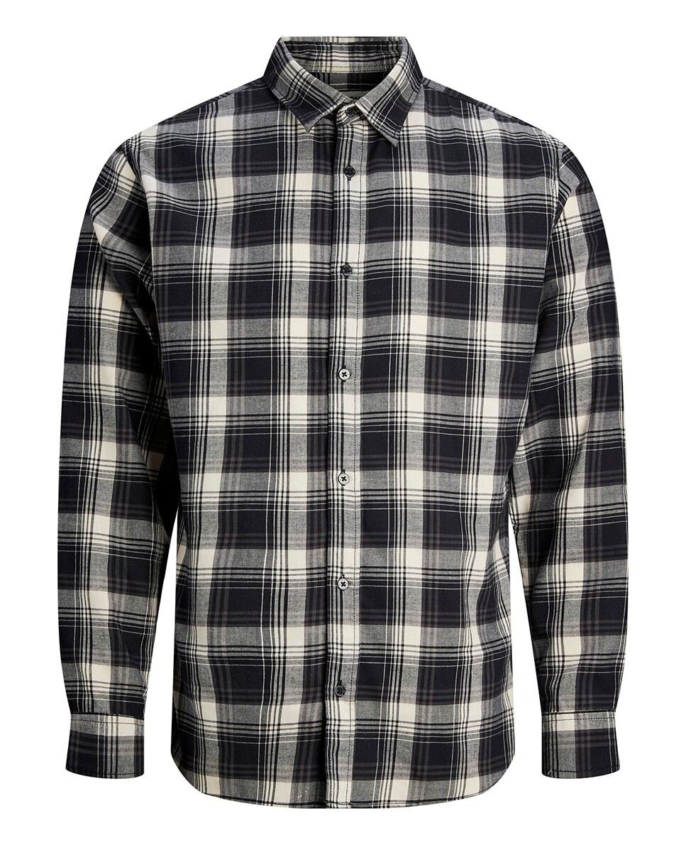 

Мужская рубашка узкого кроя в клетку Jack & Jones, серый