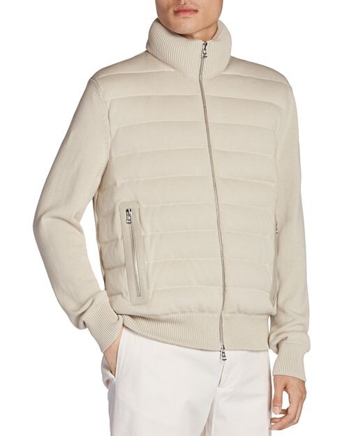 

Хлопковый стеганый кардиган на молнии Moncler, цвет Ivory/Cream