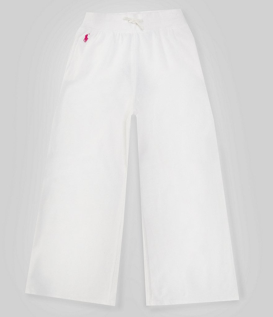 Широкие флисовые спортивные штаны для девочек 7–16 лет Polo Ralph Lauren, белый штаны светлые на 7 лет