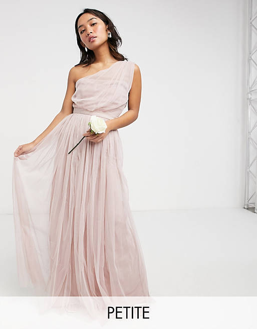 

Розовое платье макси на одно плечо из тюля Anaya With Love Petite Bridesmaid, Розовый