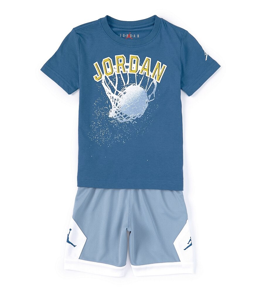 

Комплект из сетчатой ​​футболки и шорт Jordan Little Boys 2T-7 с короткими рукавами Stiles, синий