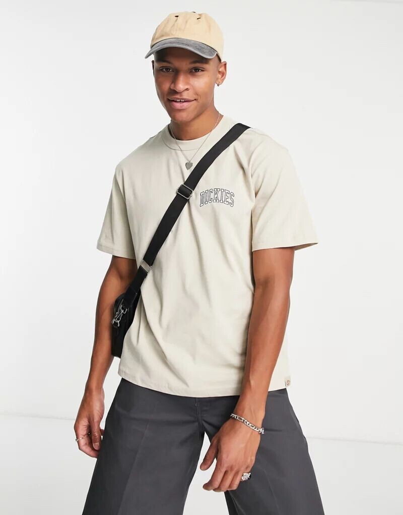 

Бежевая футболка Dickies Aitkin с логотипом на левой груди