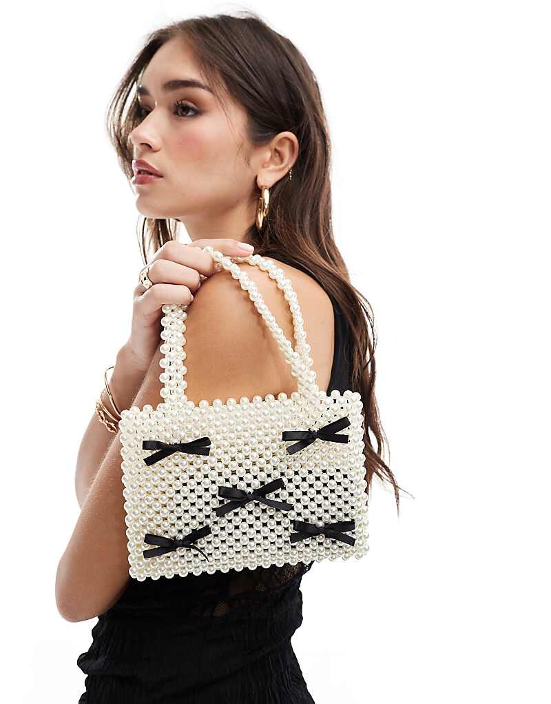 

ASOS DESIGN – Сумка на плечо, украшенная бисером и маленькими бантиками