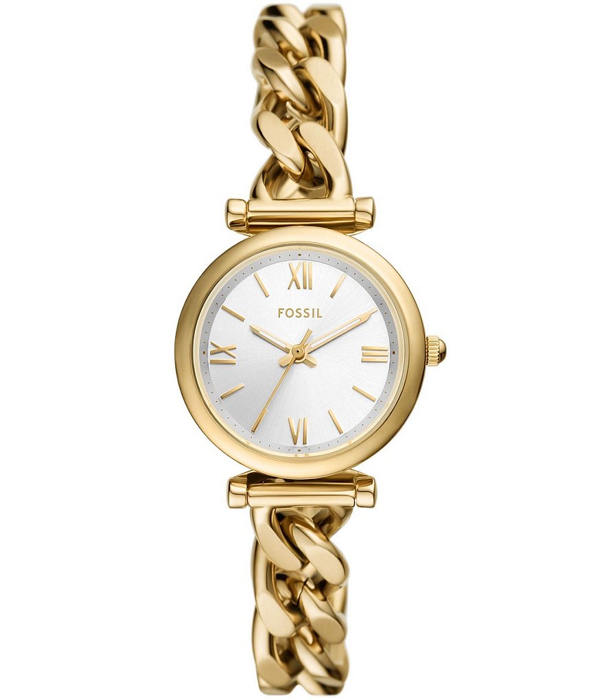 Женские часы Fossil Carlie с трехстрелочным золотистым браслетом из нержавеющей стали, золотой цена и фото
