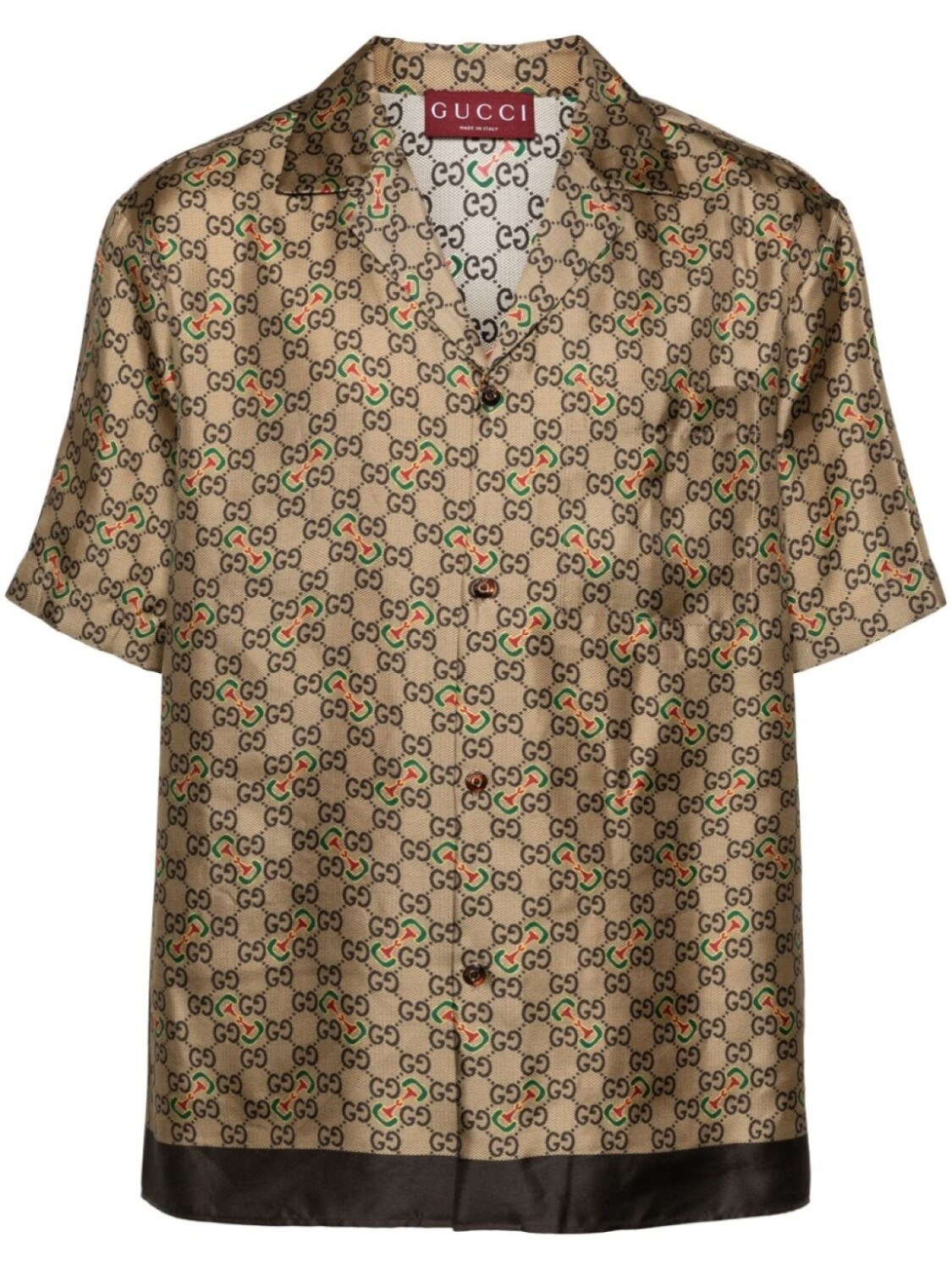 

Gucci шелковая рубашка GG-Horsebit, нейтральный цвет