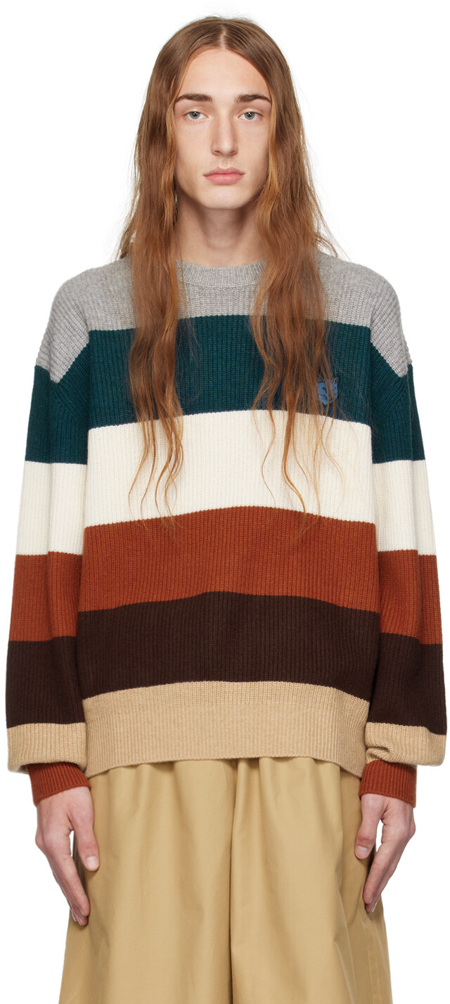 

Разноцветный свитер с головой лисы Maison Kitsune