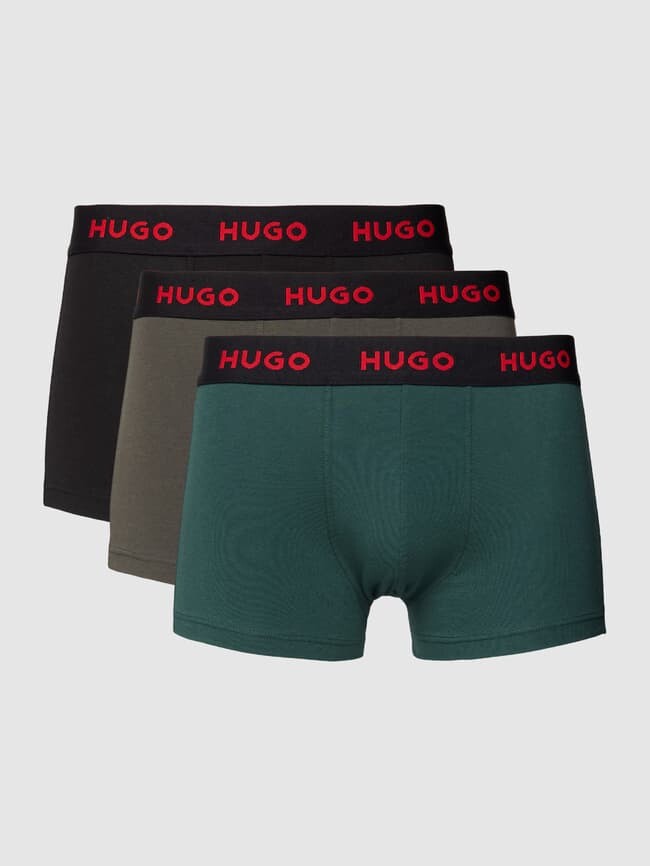 

Трусы с эластичной этикеткой на поясе, в упаковке 3 шт HUGO, цвет морской волны