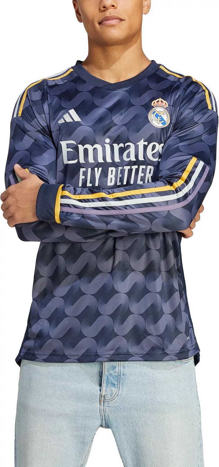 

Реплика выездной майки с длинным рукавом Adidas Real Madrid 2023