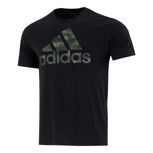 Футболка Men's adidas Camo T Athleisure Casual Sports Logo Round Neck Short Sleeve Black T-Shirt, мультиколор