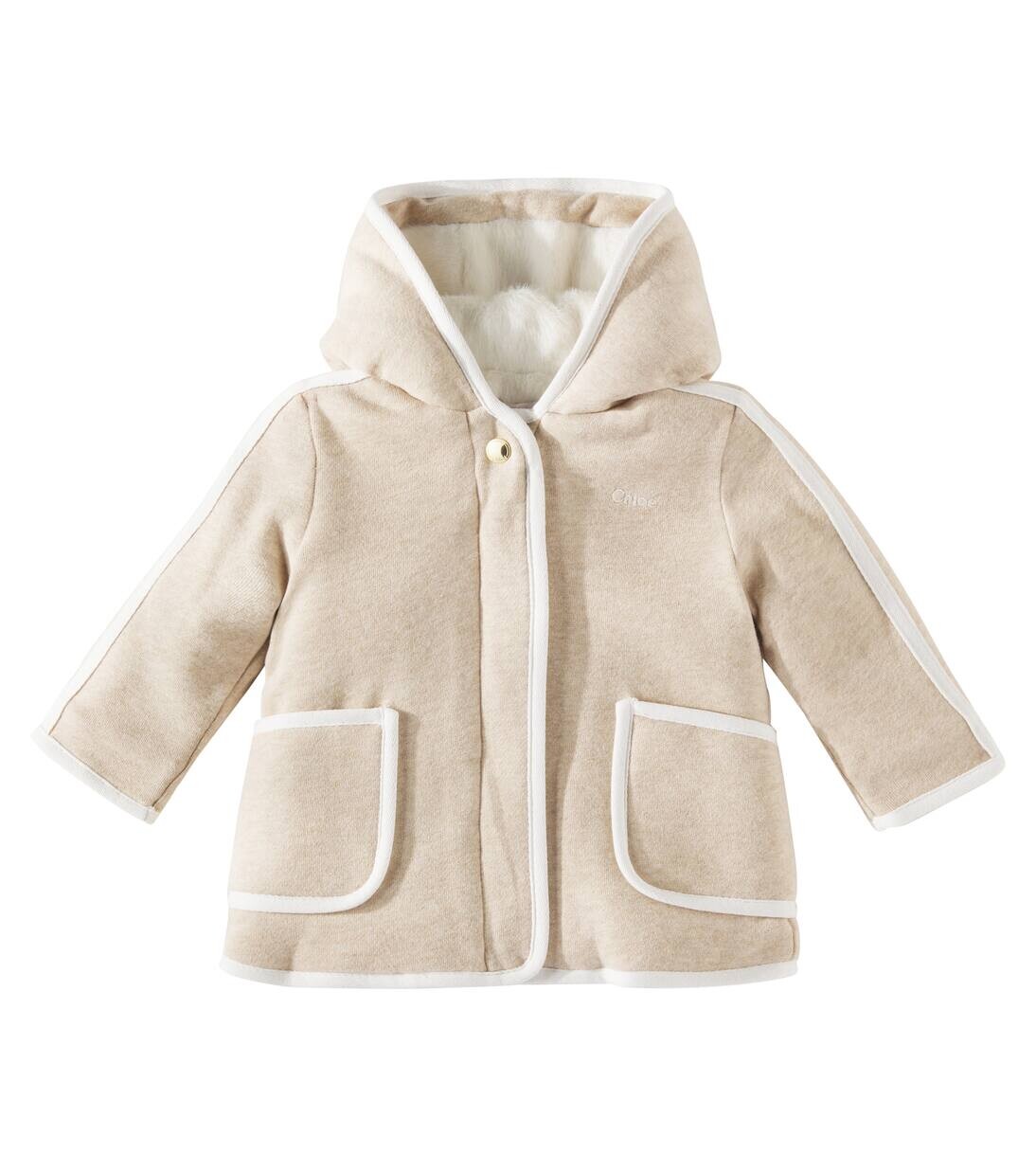 

Детское хлопковое пальто Chloé Kids, цвет beige marl