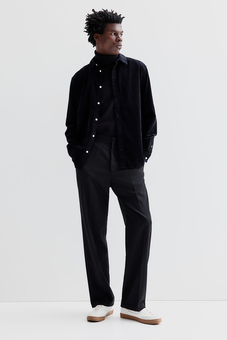 Вельветовая рубашка стандартного кроя H&M, черный